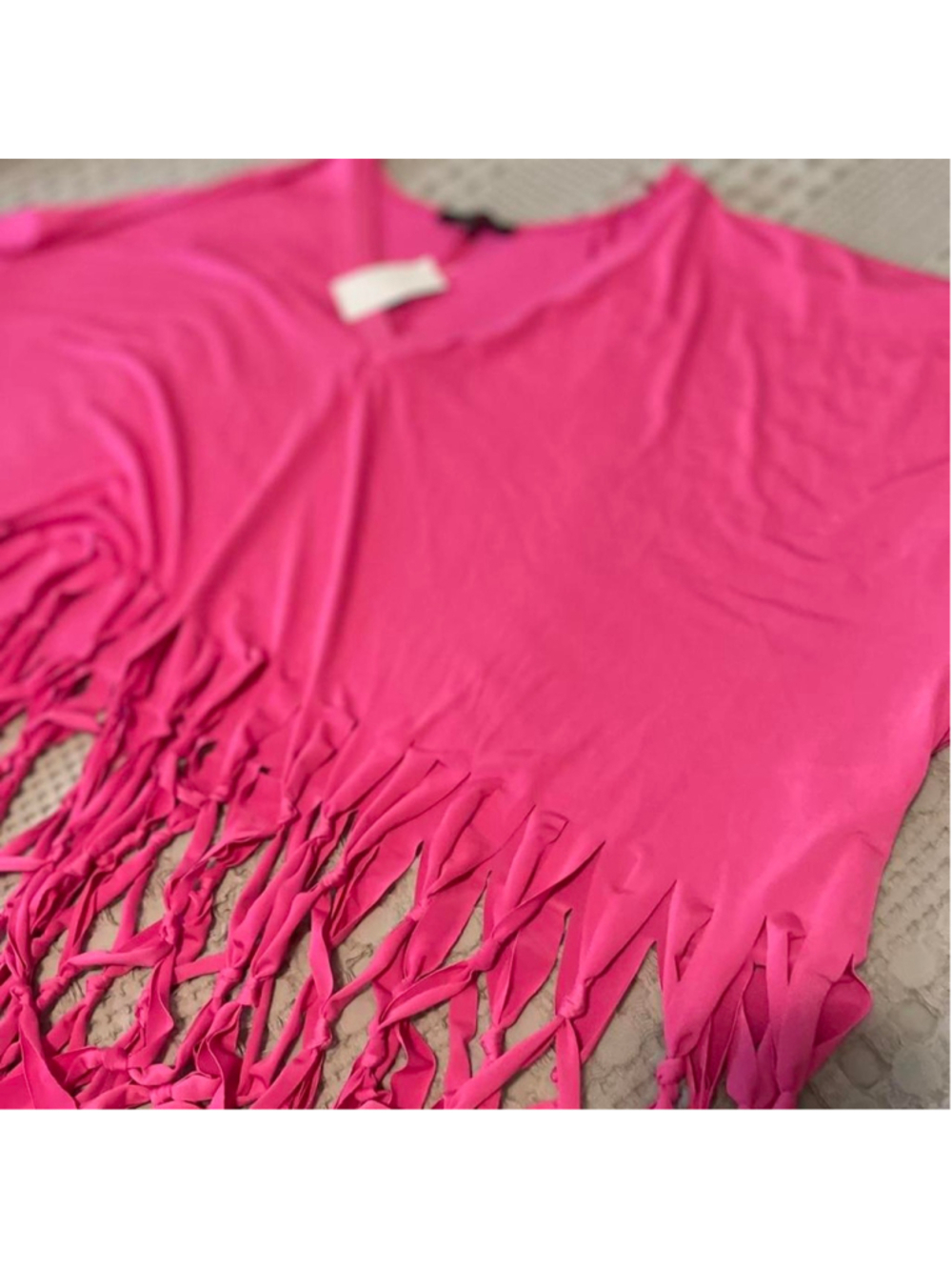 NWT Pink fringe crop top #glam #festival #dopamine #rave - Picture 3 of 4